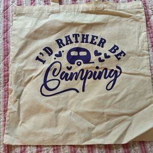 Camping Themed Tote Bag with Purple Print - handcrafted- new